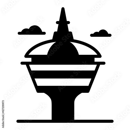 A calgary tower in canada, glyph icon with premium download