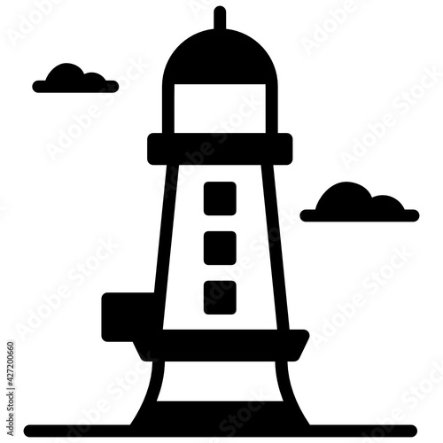 
A sea washed tower, bell rock lighthouse glyph icon


