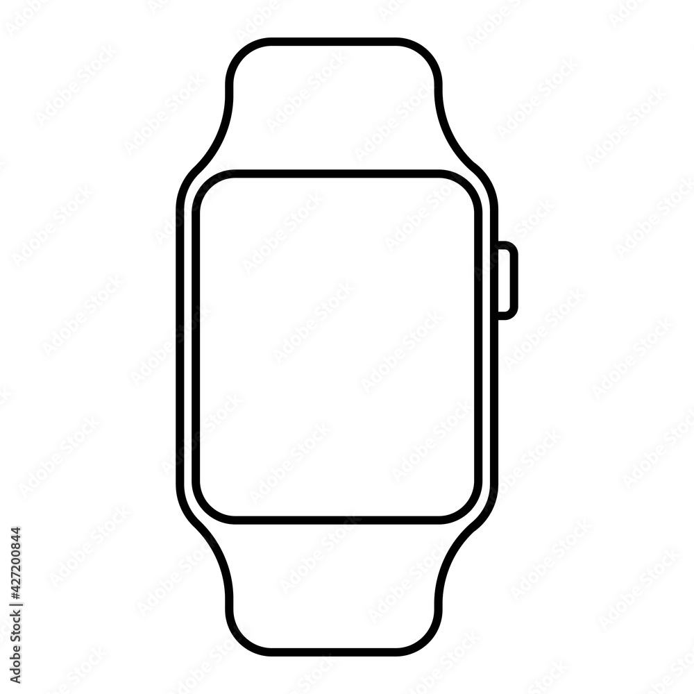 Device, smart watch gadget or time thin black line icon. Trendy flat style isolated symbol, for: minimalistic, illustration, outline, logo, mobile, app, emblem, design, web, ui, ux. Vector EPS 10 Device, smart watch gadget or time thin black line icon. Trendy flat style isolated symbol, for: minimalistic, illustration, outline, logo, mobile, app, emblem, design, web, ui, ux. Vector EPS 10