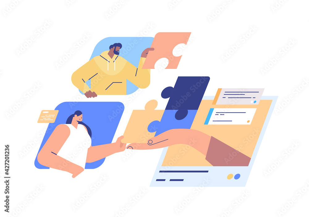 businesspeople putting together puzzle pieces teamwork concept horizontal portrait businesspeople putting together puzzle pieces teamwork concept horizontal portrait