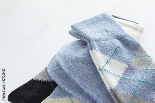 No brand men's fashion socks on white background 