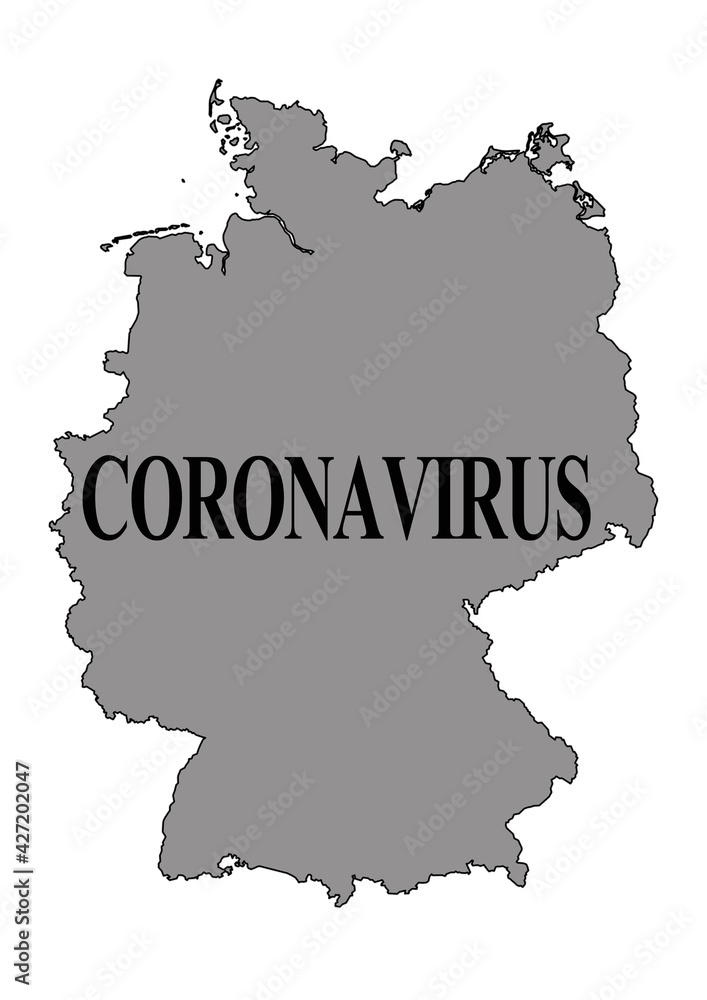 grey map of Germany with Coronavirus highlighted