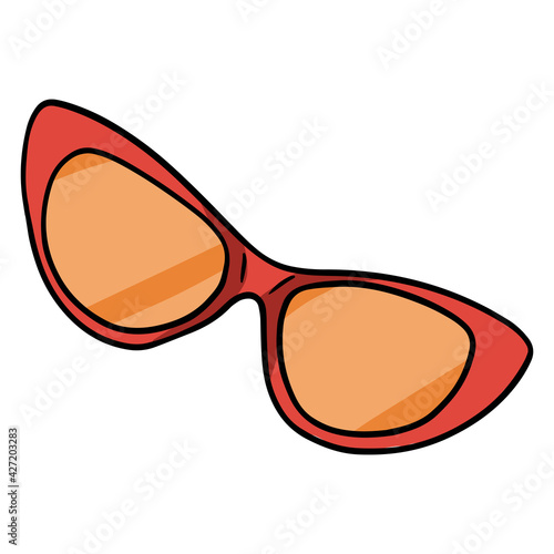 Sunglasses. Goggles that protect the eyes from ultraviolet rays. Things you need on the beach. Cartoon style.