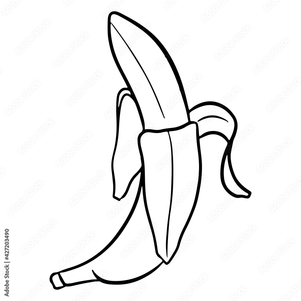 The fruit. An open banana. A healthy fruit. Vitamins in food. Line style. The fruit. An open banana. A healthy fruit. Vitamins in food. Line style.