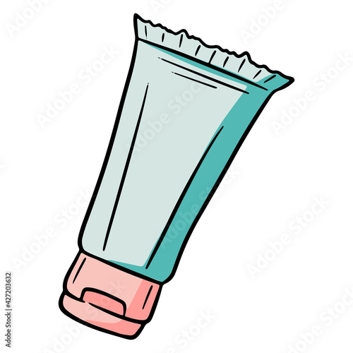 Sunscreen. Skin cream. Skin protection from ultraviolet best. Burn protection. Moisturizing cream. Things you need on the beach. Cartoon style.