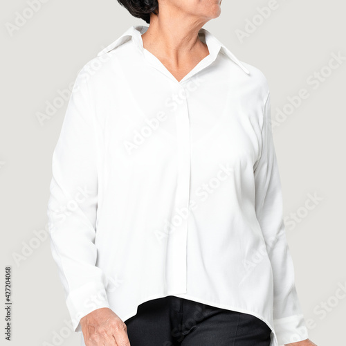 Women's white oversized shirt fashion with design space
