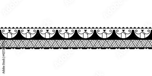 Maori polynesian tattoo bracelet. Tribal sleeve seamless pattern vector. Samoan border tattoo design fore arm or foot. Armband tattoo tribal. band fabric seamless ornament isolated on white background