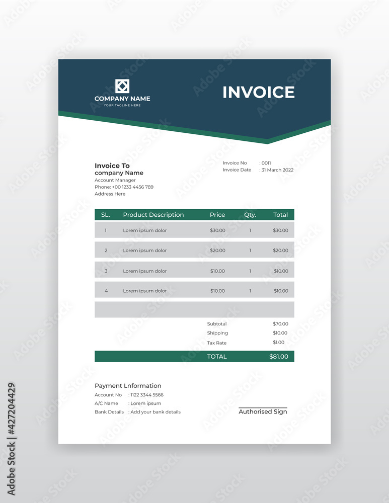 Modern business invoice template design Modern business invoice template design