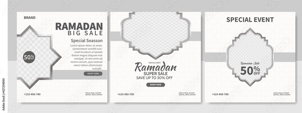 Set of Ramadan Sale social media post template. Web banner advertising for greeting card, voucher, islamic event. editable vector Set of Ramadan Sale social media post template. Web banner advertising for greeting card, voucher, islamic event. editable vector