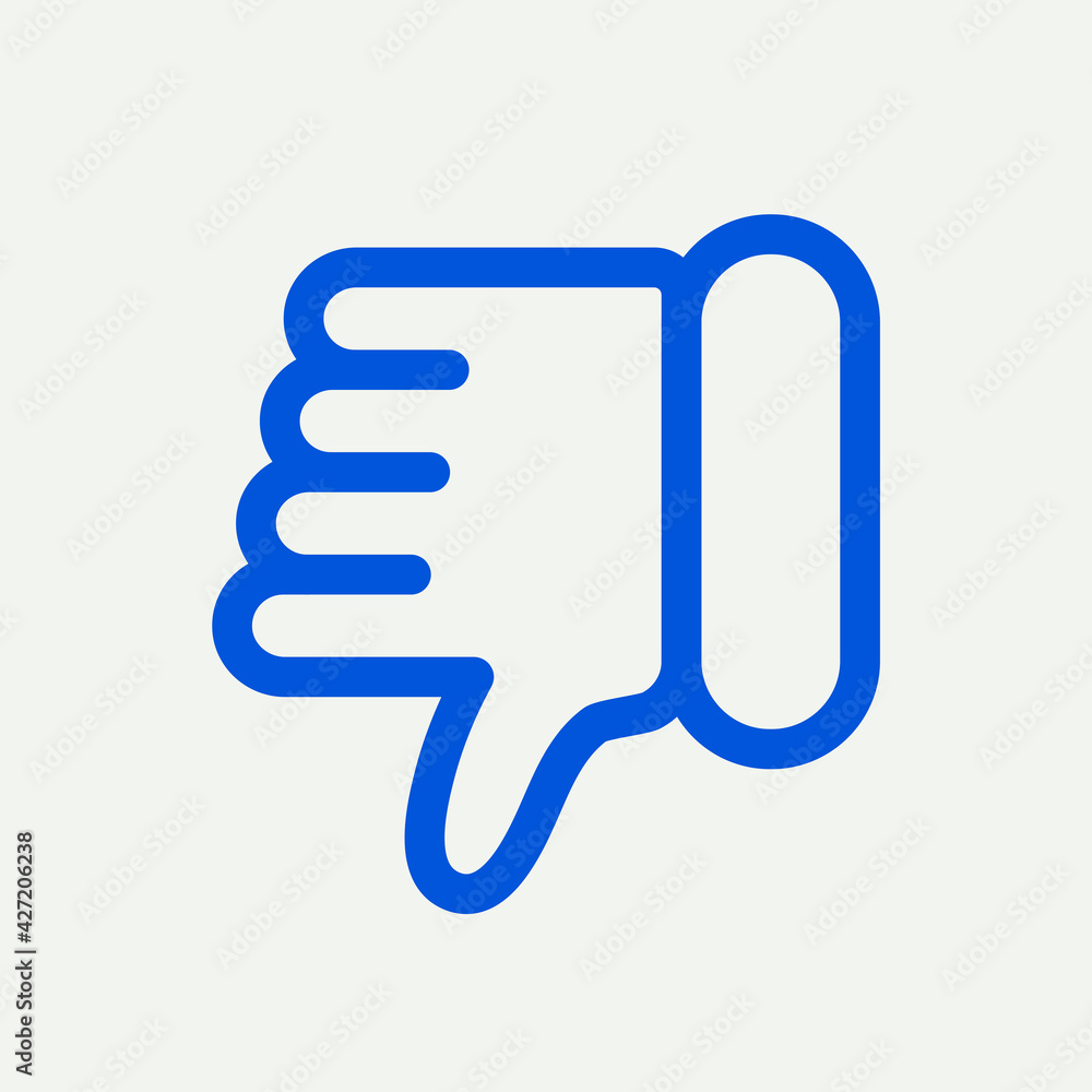 Thumbs down dislike icon for social media app blue minimal line Thumbs down dislike icon for social media app blue minimal line