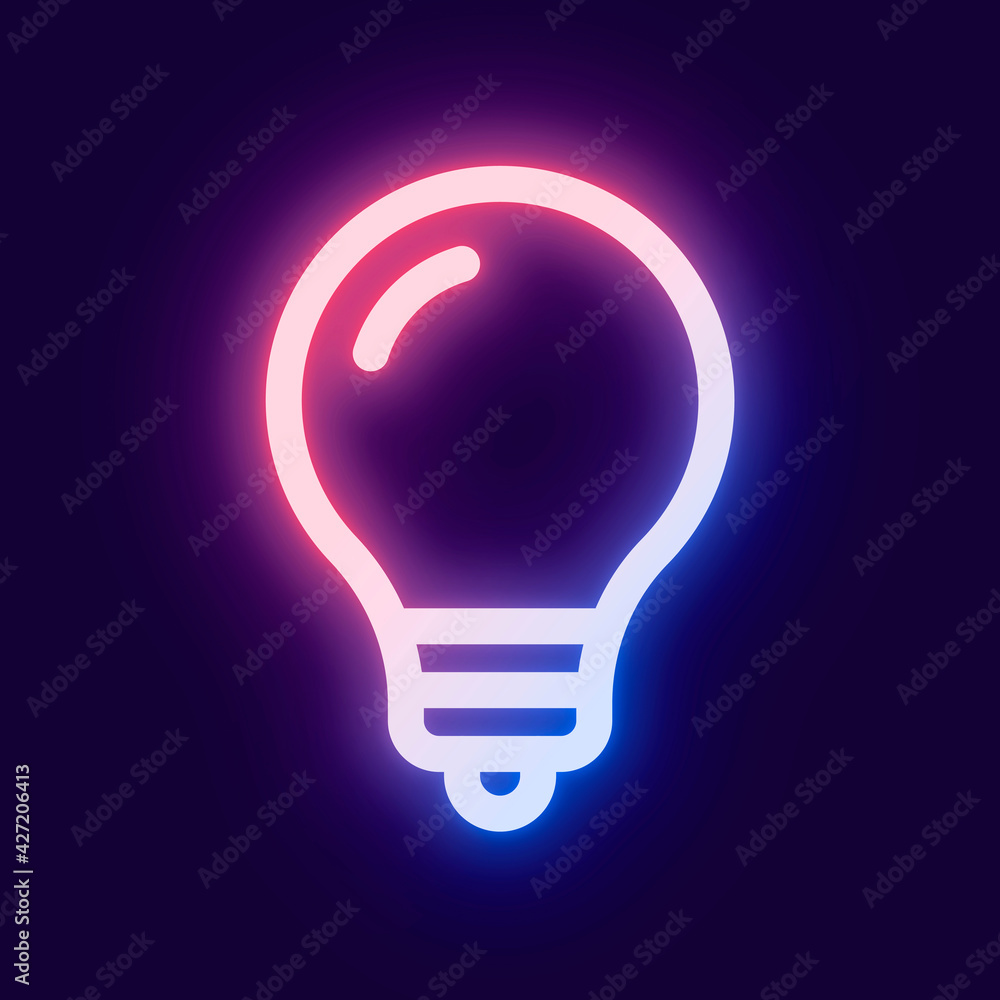 Light bulb pink icon for social media app neon style Light bulb pink icon for social media app neon style