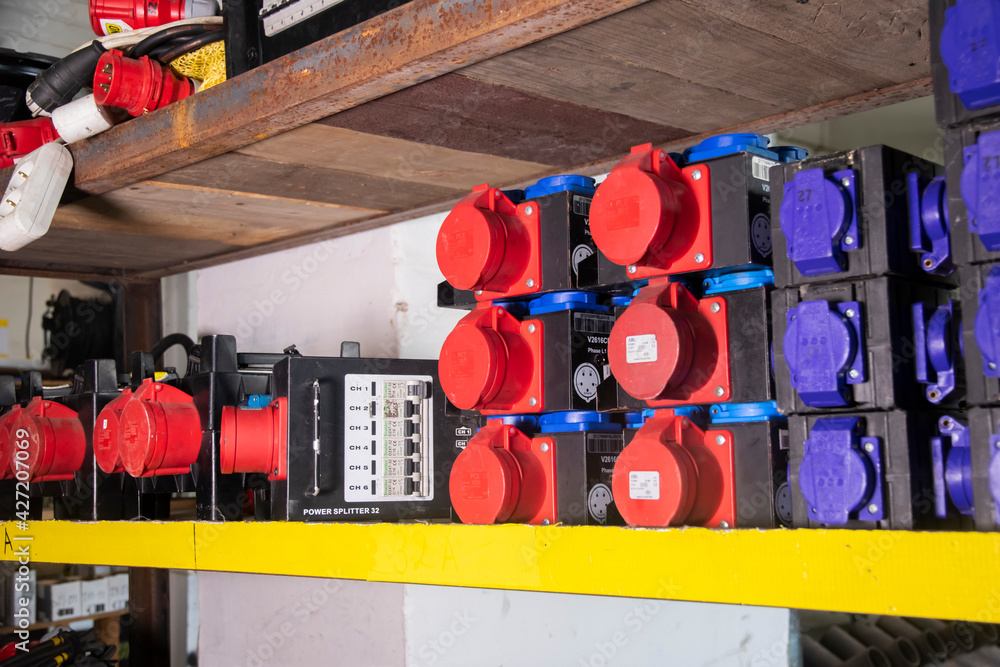 Power Distributor 32A. Electrical socket outlets. Three-phase socket ...