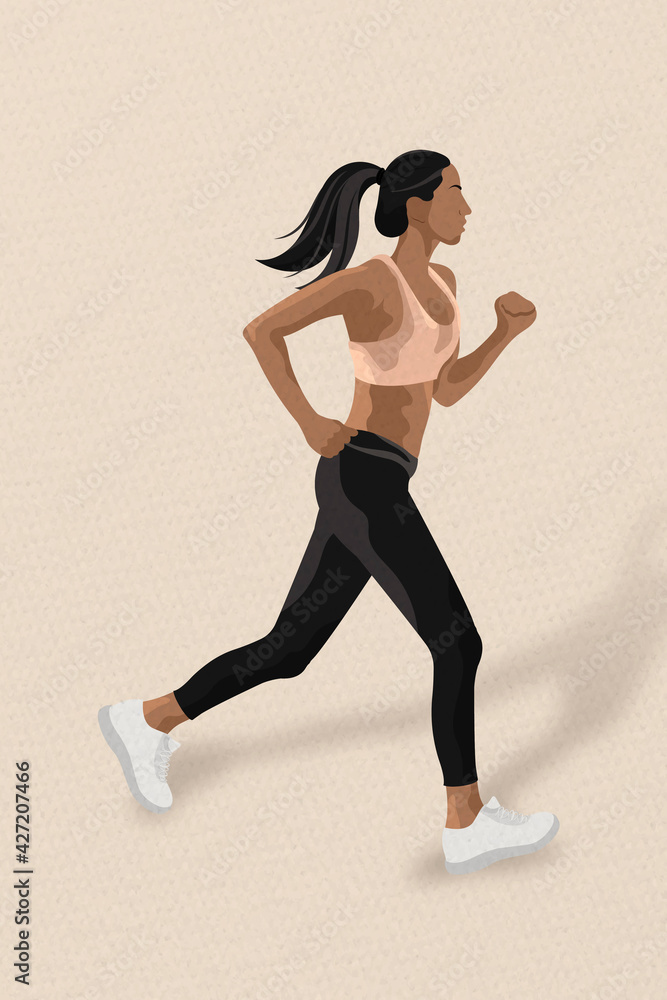Sporty woman running minimal illustration Sporty woman running minimal illustration