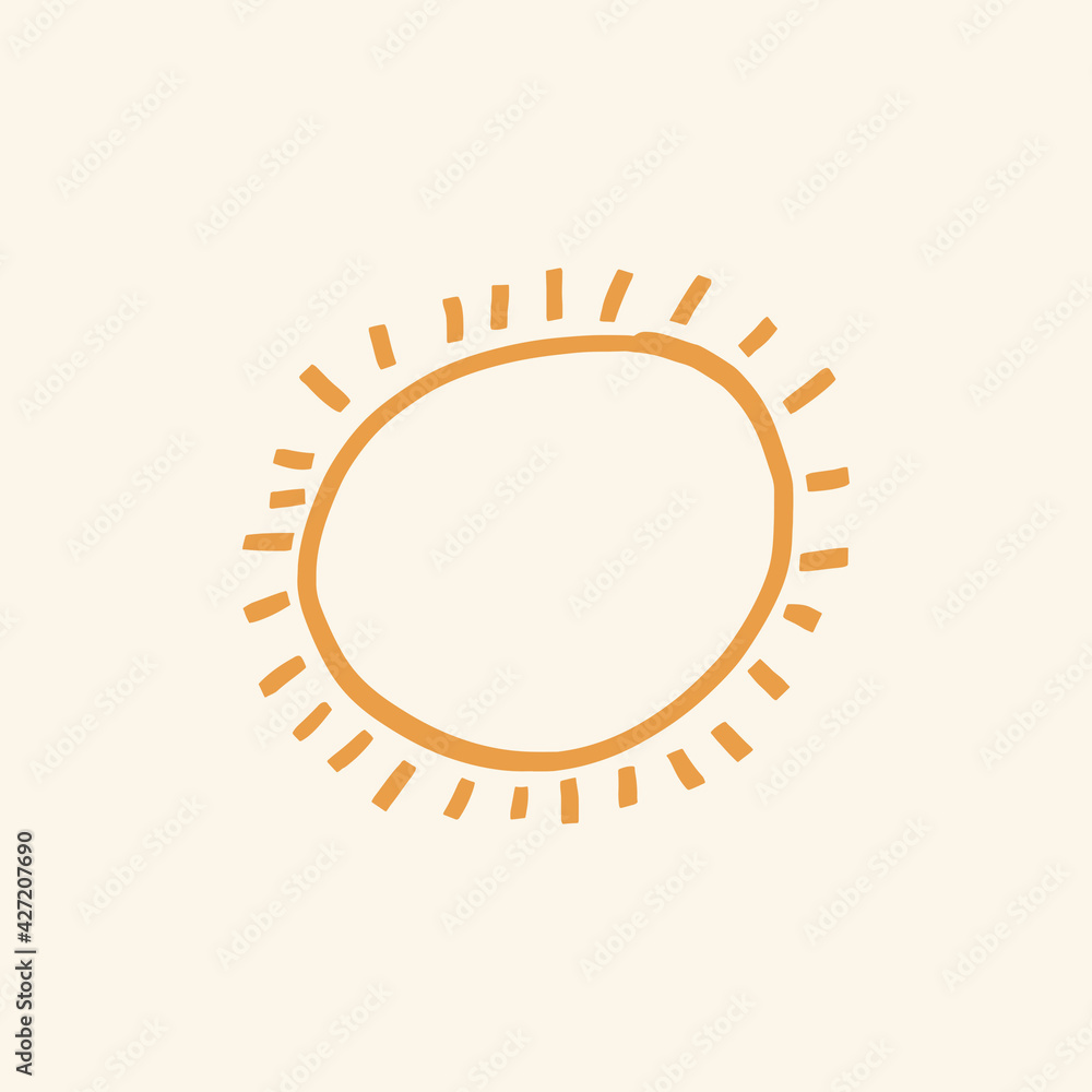 Summer sun doodle cute graphic in orange Summer sun doodle cute graphic in orange