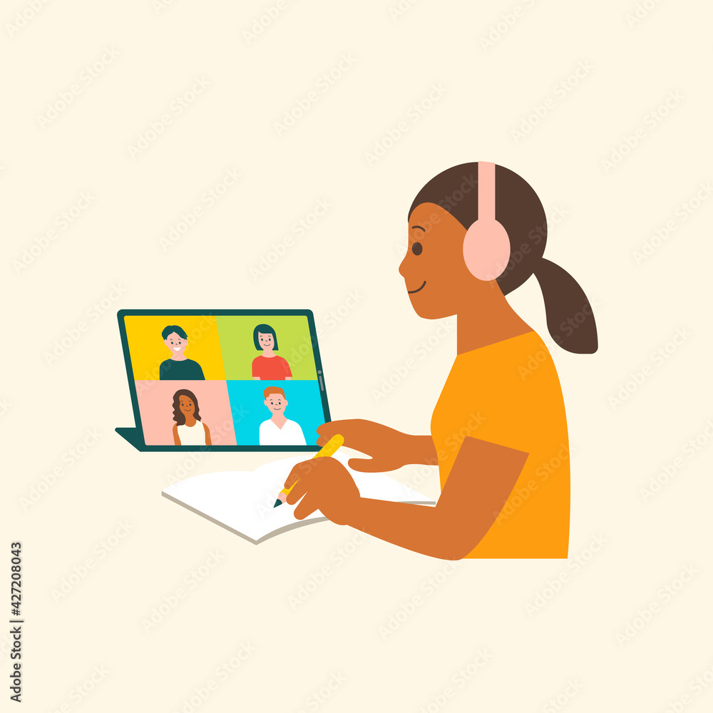 Virtual brainstorming character flat graphic Virtual brainstorming character flat graphic