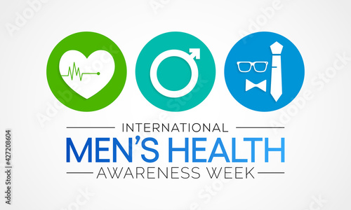 Men's health week is observed every year in June, it is used to raise awareness about health care for men and focus on encouraging boys to practice and implement healthy living decisions. Vector art.