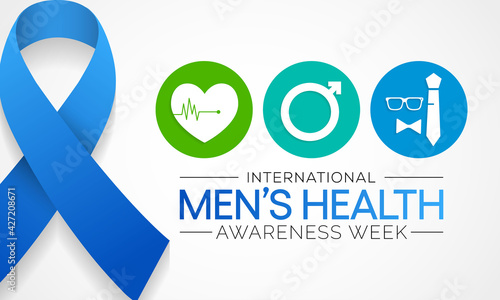 Men's health week is observed every year in June, it is used to raise awareness about health care for men and focus on encouraging boys to practice and implement healthy living decisions. Vector art.