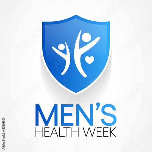 Men's health week is observed every year in June, it is used to raise awareness about health care for men and focus on encouraging boys to practice and implement healthy living decisions. Vector art.