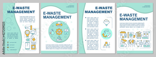 Electronic waste management brochure template. Nature protection. Flyer, booklet, leaflet print, cover design with linear icons. Vector layouts for presentation, annual reports, advertisement pages