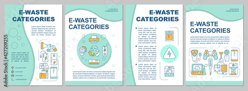 Electronic waste types brochure template. Used household appliances. Flyer, booklet, leaflet print, cover design with linear icons. Vector layouts for presentation, annual reports, advertisement pages