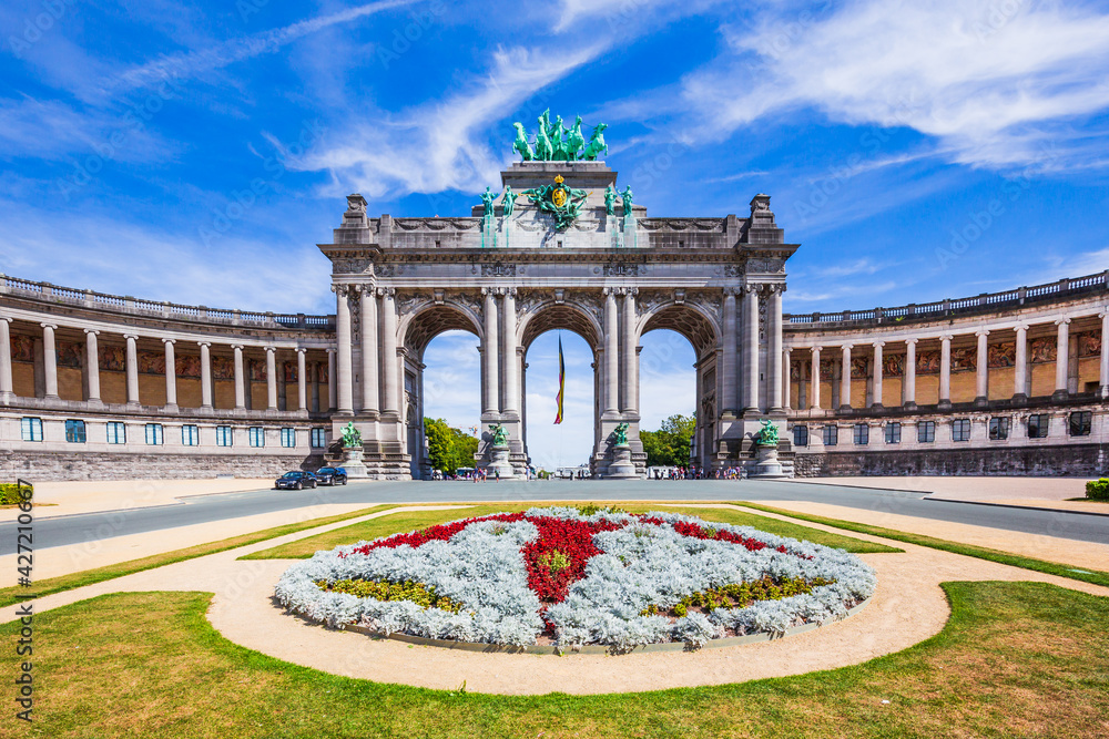 Brussels, Belgium. Parc du Cinquantenaire with the triumphal arch.