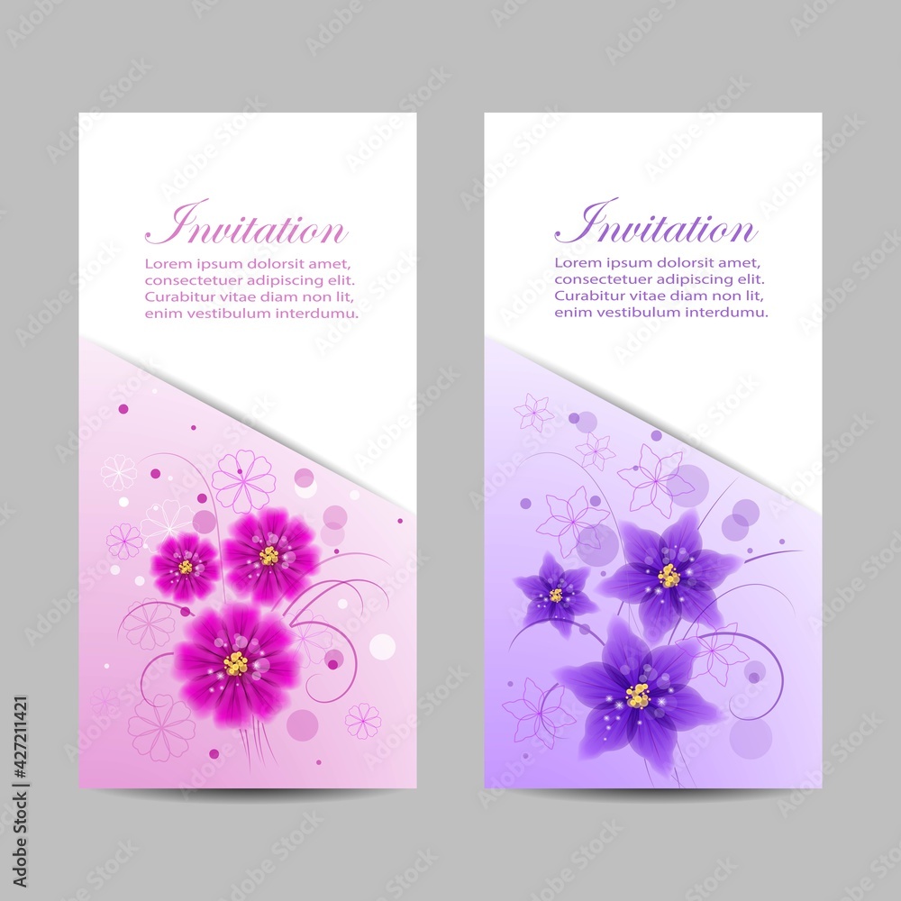 Set of vertical banners with beautiful flowers