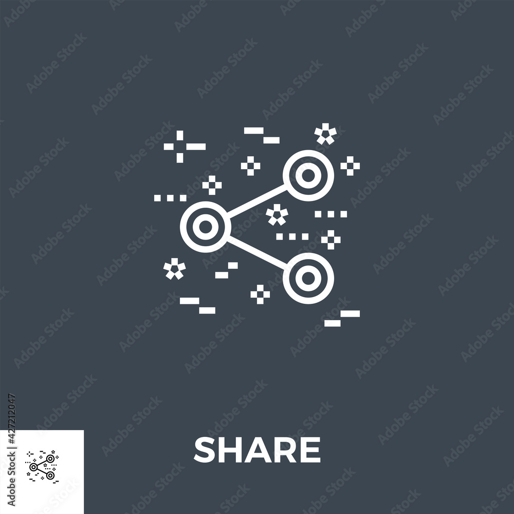 Share Related Vector Thin Line Icon. Isolated on Black Background. Editable Stroke. Vector Illustration.