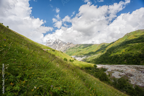 River among the green hills