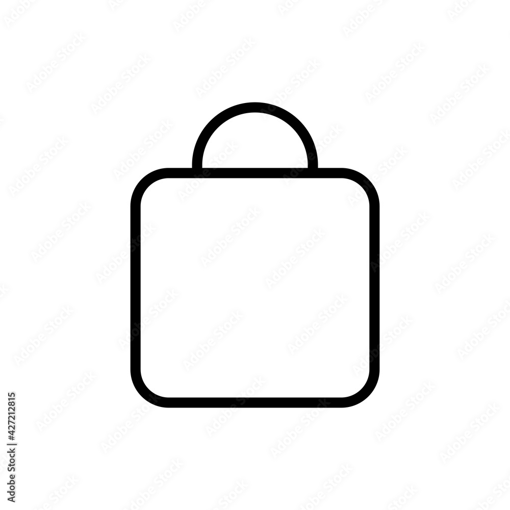 Shopping bag thin line icon in black. Logo package, purchase or buy. Flat isolated symbol, used for: illustration, minimalistic, logo, mobile, app, emblem, design, web, site, ui, ux. Vector EPS 10 Shopping bag thin line icon in black. Logo package, purchase or buy. Flat isolated symbol, used for: illustration, minimalistic, logo, mobile, app, emblem, design, web, site, ui, ux. Vector EPS 10