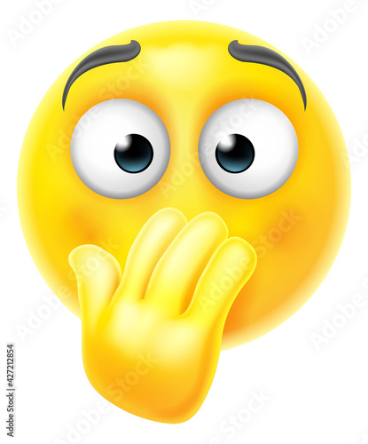 Bashful Timid Shy Embarrassed Cartoon Emoticon