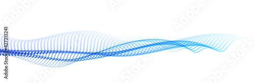 Dotted particles wave flow vector abstract technology and science background, big data flow, nanotechnology theme, beautiful abstraction design dots array cluster in wavy motion.