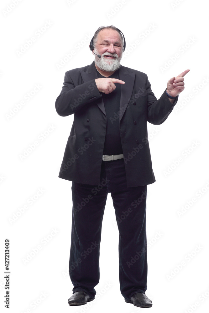 smiling business man in a headset . isolated on a white background. smiling business man in a headset . isolated on a white background.