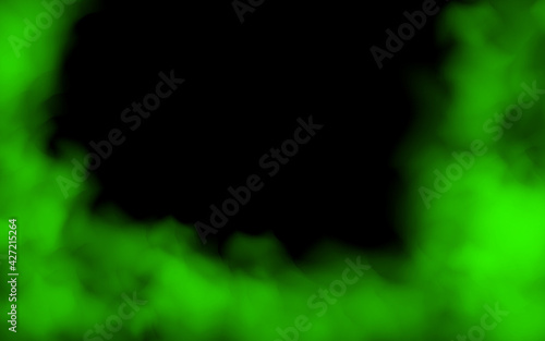 Green Fog or smoke color isolated transparent special effect. Green vector cloudiness, mist smog background. illustration