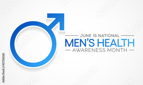 Men's health month is observed every year in June, it is used to raise awareness about health care for men and focus on encouraging boys to practice and implement healthy living decisions. Vector art.