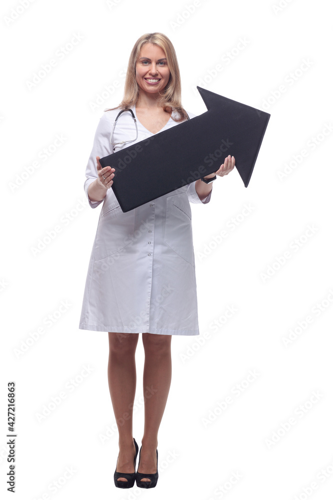 smiling doctor pointing in the right direction . isolated on a white background. smiling doctor pointing in the right direction . isolated on a white background.