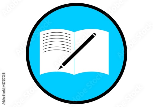 Icono de escribir un libro. Hacer la tarea o los deberes
