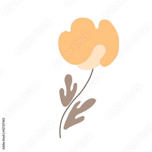 Floral element on traditional folk art ornaments. Isolated colorful scandy flowers. Scandinavian style. Sweden nordic style. Vector illustration