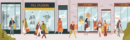 Fall fashion, woman casual wear, beautiful sketch female, style, cute young image, design, flat style vector illustration.