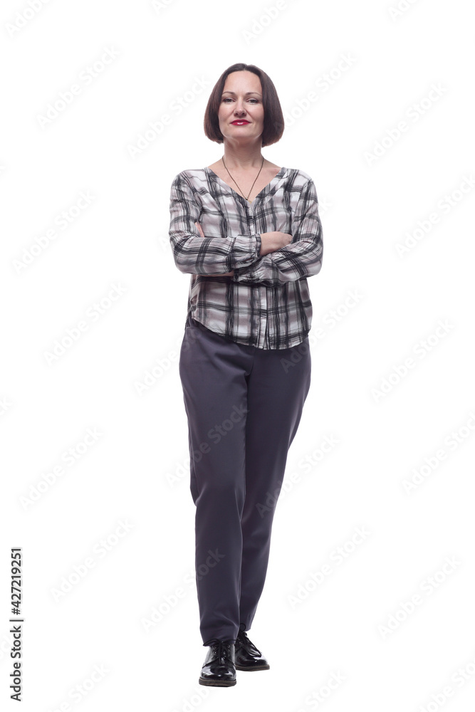 modern mature woman in casual clothing . isolated on a white background. modern mature woman in casual clothing . isolated on a white background.