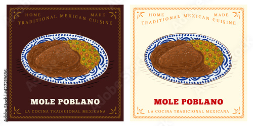Chicken with Mexican Mole Poblano sauce classic dish