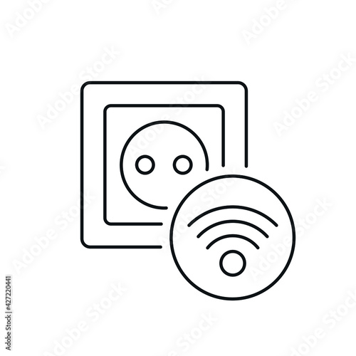 Home electrical control linear icon. Smart house. Thin line customizable illustration. Contour symbol. Vector isolated outline drawing. Editable stroke