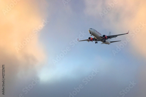 passenger plane flying in air