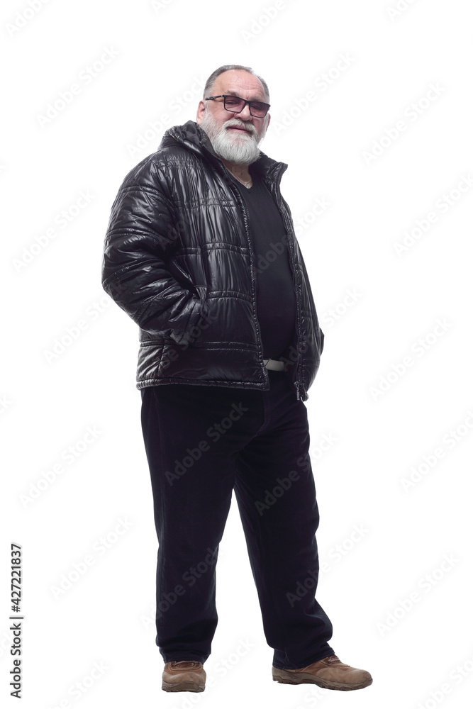 modern bearded man in a winter jacket. isolated on a white background. modern bearded man in a winter jacket. isolated on a white background.
