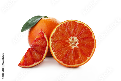 Fresh red orange isolated on white background © Atlas