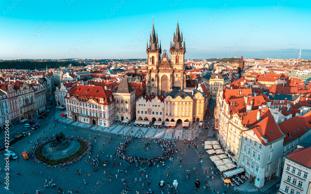 Obraz premium Prague old town square sunset panorama