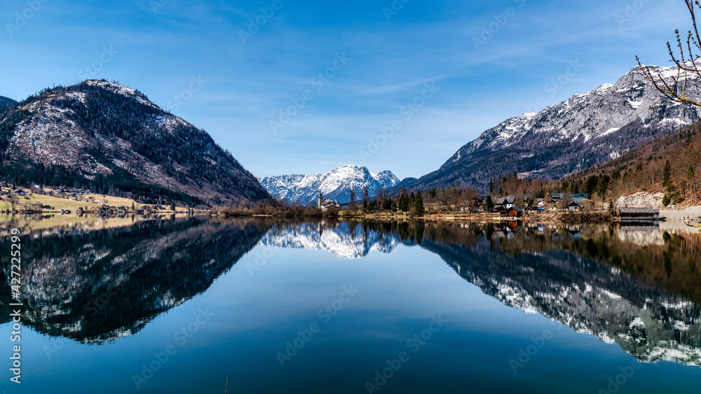 Peaceful Lake Grundlsee With Alps In Styria in Austria, Springtime in Salzkammergut