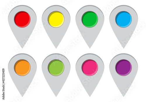 Free Download Set of map pointers icons with soft shadow in flat style. - GFXLoad