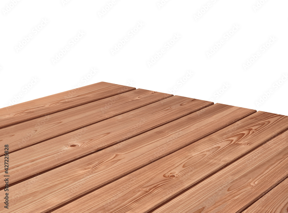 Perspective view of wood or wooden table corner on white background including clipping path Perspective view of wood or wooden table corner on white background including clipping path