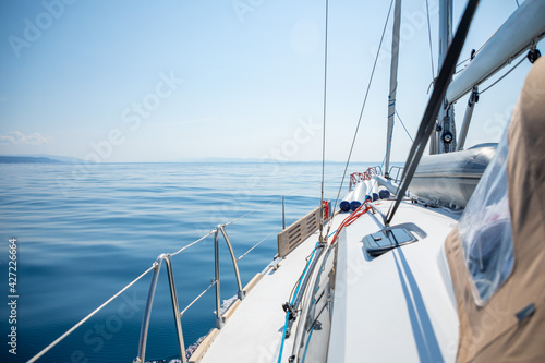 Sailing luxury yacht in the sea at sunny day, Croatia © dtatiana