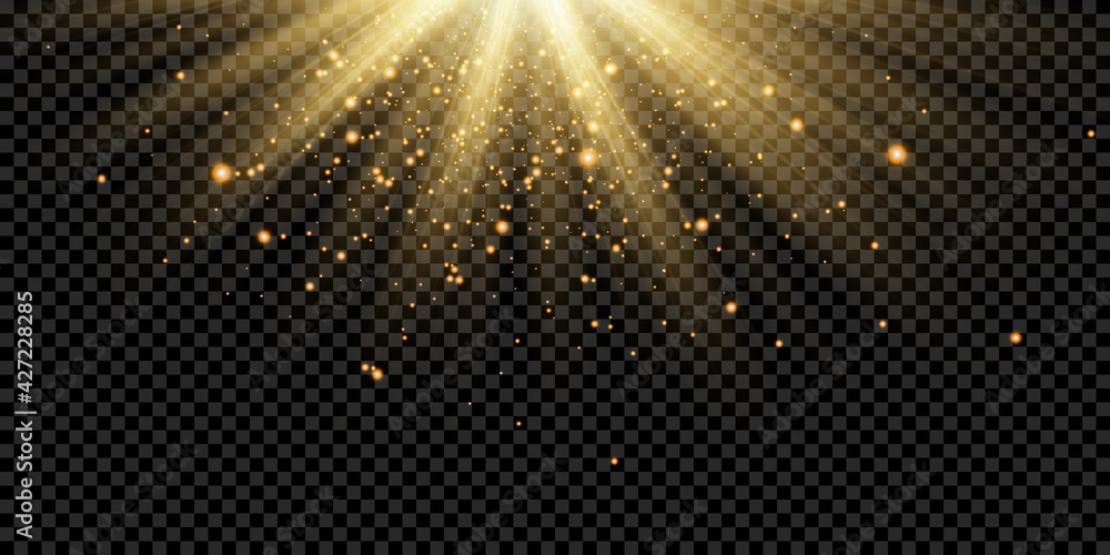 Light flare special effect with rays of light and magic sparkles. Glow